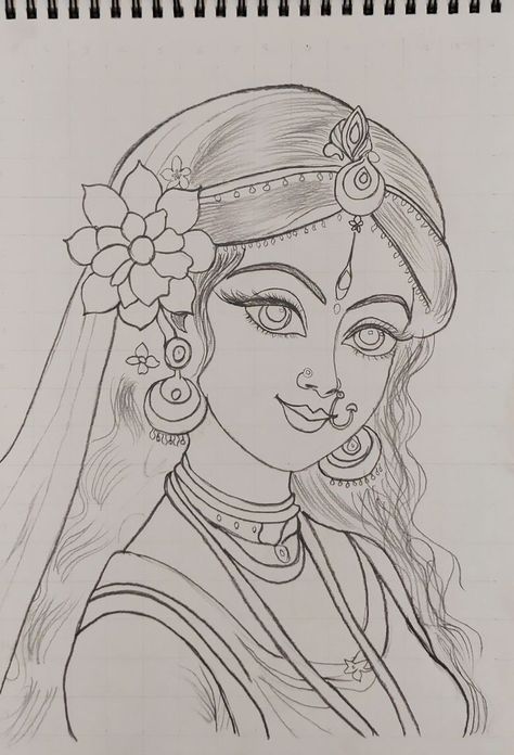 Radha Rani Cute Drawing, Radha Sketch Pencil, Cute Sketches Easy Simple, Radha Krishna Cute Drawings, Radha Drawing Easy, Radha Ji Drawing, Krishna And Radha Drawing, Cute Radha Krishna Drawing, Radha Rani Sketch