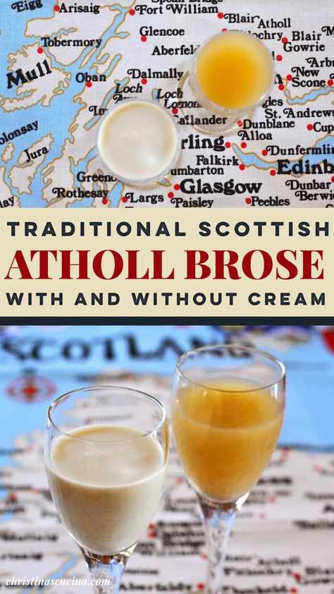 Atholl Brose is an traditional Scottish drink made from oats and whisky, and usually served for Hogmanay, or New Year's Eve. Hogmanay Traditions, Scottish New Year, Scottish Drinks, Poolside Drinks, Nye 2023, New Year's Drinks, Scotland Culture, Scottish Food, New Year's Eve Recipes