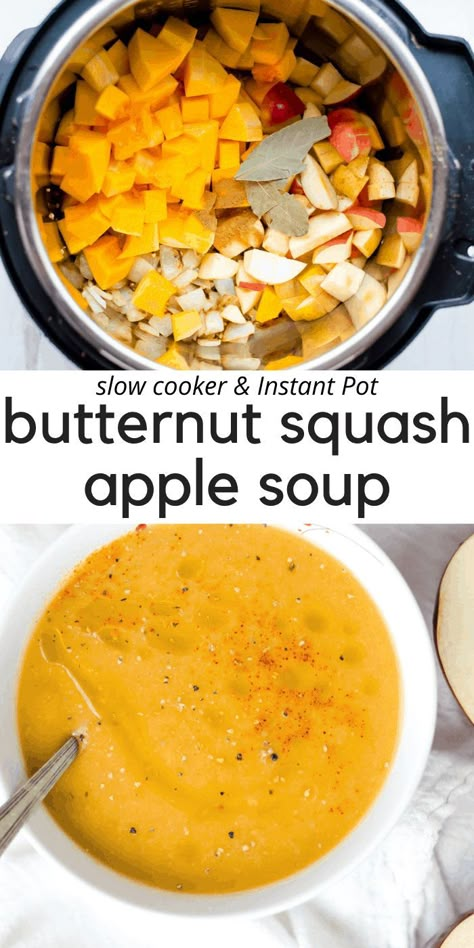 Instant Pot Butternut Squash Soup, Instant Pot Butternut Squash, Squash Apple Soup, Butternut Squash Apple Soup, Butternut Squash Apple, Recipe Crockpot, Cozy Soup, Pot Recipes Healthy, Butternut Squash Recipes Soup