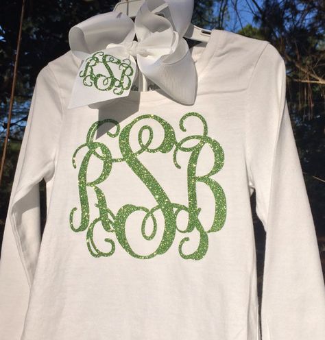 Glitter Monogram T Shirt Monogrammed Shirt Long Sleeve T Shirt Dance Cheer Southern, Monogrammed gifts, Bridesmaids,Women, Girls, Teens Monogram T, Ideas For Embroidery, Monogram Outfit, Monogram Bracelet, Monogram T Shirts, Monogram Ideas, Monogram Shirts, Embroidery Monogram, Vinyl Shirts