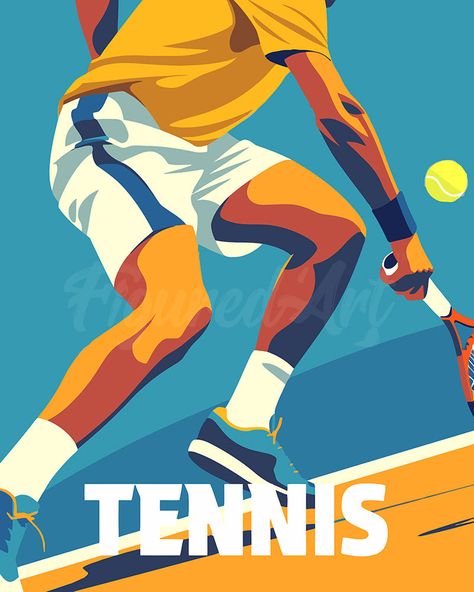 Paint by numbers kit for adults Sport Poster Tennis Figured'Art UK Vintage Tennis Aesthetic, Tennis Art Painting, Tennis Artwork, Sports Artwork, Sports Illustration, Tennis Art, Racquet Club, Paintings Famous, Sport Illustration