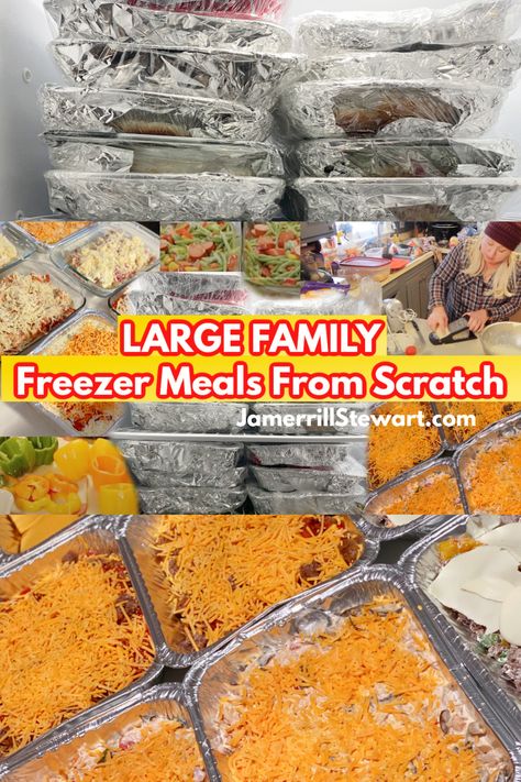 Large Family Freezer Meals from Scratch - I Made 18! Family Freezer Meals, Batch Cooking Freezer, Low Carb Freezer Meals, Oven Bakes, Large Family Table, Freezer Meal Recipes, Meals From Scratch, Family Freezer, Best Freezer Meals