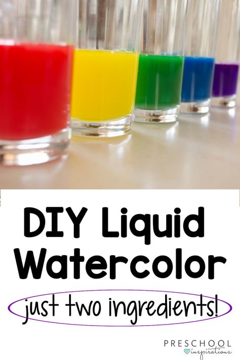 Diy Liquid Watercolor Paint, Diy Water Paint, How To Make Liquid Watercolors, Liquid Watercolor Diy, Diy Watercolor Paints, How To Use Liquid Watercolor Paint, Diy Watercolor Spray Paint, Pre K Watercolor Activities, Watercolor For Preschoolers