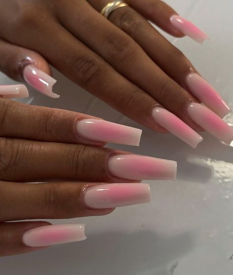 Nail Inspiration Long Square, Nails Inspiration Unique, Coffin Nail Inspo 2024, Pink Nails Trendy, Mood Nails, Long French Nails, Bday Nails, Unghie Sfumate, Edgy Nails