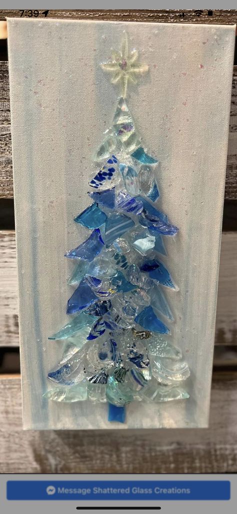 Cracked Glass Art, Crushed Glass Art On Canvas, Seashell Trees, Shattered Glass Art, Art Shattered, Crushed Glass Art, Sea Glass Window Art, Painting Pouring, Sea Glass Window