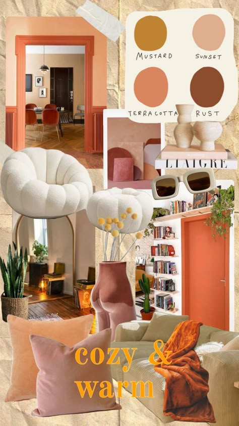 Terracotta Couch Color Schemes, Interior Design Palette Mood Boards, Terracotta Office, Terracotta Furniture, Mood Boards Interior Design, Bedroom Terracotta, Terracotta Interior Design, Terracotta Interior, Terracotta Living Room