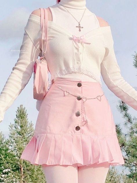 Hello Kitty Skirt Outfit, Pinkcore Aesthetic Outfit, School Outfits Cute Aesthetic, Cute Outfits Aesthetic Soft, Cute Pink Aesthetic Outfits, Kawaii Pastel Aesthetic Outfits, Cute Pastel Outfits Aesthetic, Candycore Outfits, Pastelcore Outfits