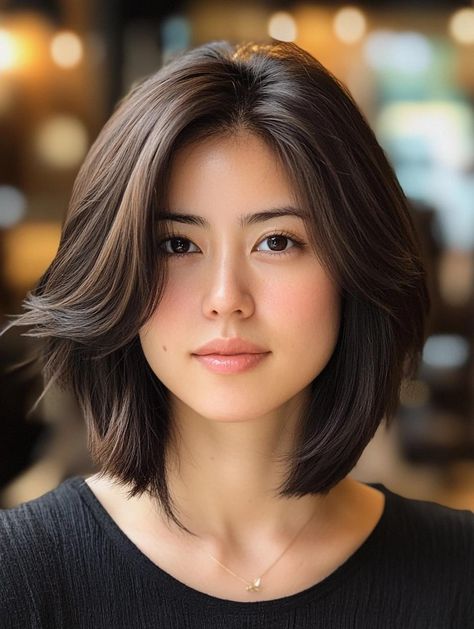 Colored Hair For Asian Women, Lob Round Face Plus Size, Bob Haircut Round Face, Asian Hair Bob, Haircut Round Face, Haircut Female, Undercut Hairstyles Women, Bob Haircut For Round Face, Female Faces