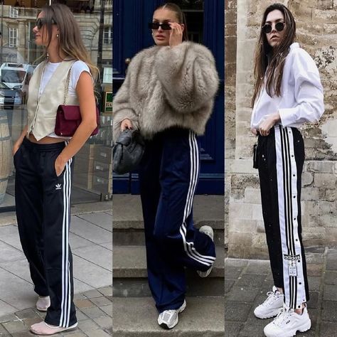 Adidas Outfit Women Casual, Adidas Bottoms Outfit, Adidas Cargo Pants Outfit, How To Style Adidas Pants, Tracksuit Outfit Adidas, Adidas Soccer Pants Outfit, Track Pants Outfit Winter, Adidas Tshirt Women Outfit, Sweatpants Styles