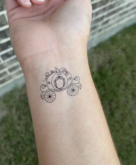 pinterest: hezzprice Cinderella Carriage Tattoo, Carriage Tattoo, Cinderella Tattoo, Bibbidi Bobbidi Boo, Cinderella Carriage, Temporary Tattoo, Print Tattoos, Paw Print Tattoo, Paw Print