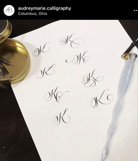 Calligraphy lettering K, how to letter K, flourishes, calligraphy, hand lettering Caligraphy K, K Letter Design Calligraphy, K Calligraphy Letter, K Font Letter, Cursive K Tattoo, Letter K Calligraphy, Letter K Font, Letter K Tattoo, K Calligraphy