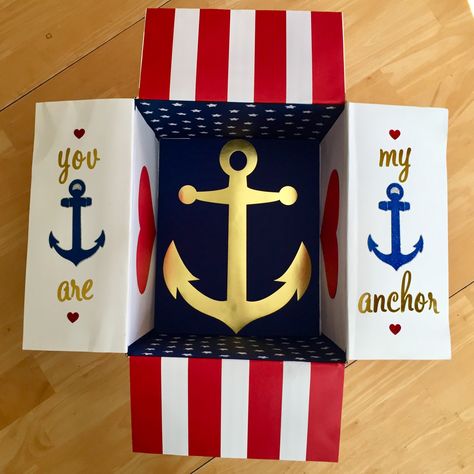 Navy Care Package Ideas Sailors, Navy Deployment Care Packages, Navy Care Package, Navy Deployment, Navy Crafts, Boyfriend Care Package, Deployment Care Packages, Care Basket, Navy Boyfriend