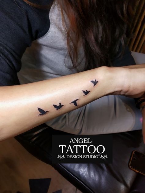 Tattoo For Women Small Arm, Birds Wrist Tattoos For Women, Small Birds Tattoos For Women, Birds Flying Up Arm Tattoo, Small Bird Tattoos For Women Arm, Birds Tattoo Wrist, Birds Wrist Tattoo, Flying Bird Tattoos For Women, Tattoos For Women Small Wrist