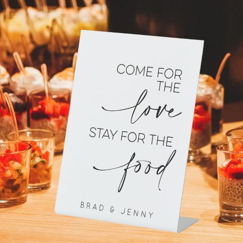 $10.50 | Come For The Love Stay For The Food Wedding Buffet #wedding food, come for the love, stay for the food, buffet table, wedding reception sign, wedding breakfast, engagement party, rehearsal dinner, funny wedding sign, wedding sign quote food Wedding Food Table Signs, Food Signs For Wedding, Engagement Buffet, Food Signs For Party Buffet, Buffet Table Wedding, Engagement Food, Food Signage, Party Food Signs, Wedding Food Table