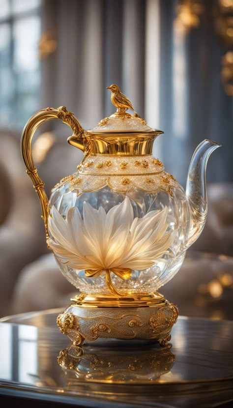 Elegant Tea Set, Crockery Design, Teapots Unique, Teapot Set, Cuppa Tea, Glass Tea Cups, Glass Teapot, Teapots And Cups, Antique Tea