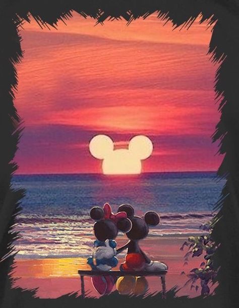 Mickey Mouse and Minnie Mouse sunset Iphone Wallpaper Disney, Mickey Und Minnie, Mouse Wallpaper, Mickey Love, Istoria Artei, Disney Paintings, Images Disney, Mickey Mouse Art, Wallpaper Disney