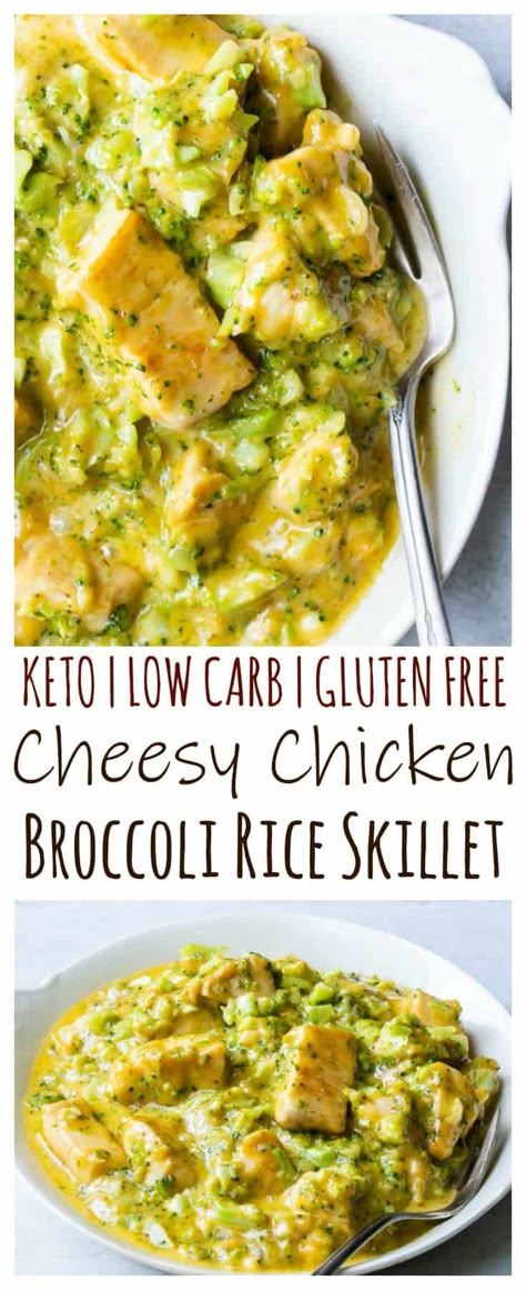 Easy Meal Prep Ideas Low Carb, Gluten Free Chicken And Broccoli Recipes, Riced Broccoli Recipes Keto, Recipes With Riced Broccoli, Low Carb One Pan Meals, Gluten Free Chicken Broccoli And Rice, One Pan Keto Meals, Chicken Broccoli Rice Skillet, Riced Broccoli Recipes