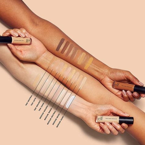 16HR COVERAGE: The e.l.f. 16hr Camo Concealer is a full-coverage, 16-hour wear concealer which conceals, corrects, contours and highlights for flawless skin. The shade Medium Neutral is medium tan with warm undertones. Note: 16hr Camo Concealer shades run lighter; we recommend matching by bottle image.
ULTRA PIGMENTED & QUICK-DRY: The 16HR Camo Concealer has a highly pigmented thick formula that dries matte, is quick drying and won't settle into fine lines or creases. Ideal for all skin types Elf 16hr Camo Concealer, Elf Camo Concealer, Elf Concealer, Foundation Swatches, Bottle Images, Natural Glowy Makeup, Concealer Shades, How To Apply Concealer, Bold Red Lips