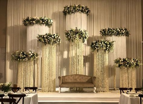 Engagement Stage Decoration, Reception Stage Decor, Simple Stage Decorations, Wedding Stage Backdrop, Wedding Hall Decorations, Wedding Stage Decor, Wedding Decor Photos, Wedding Background Decoration, Wedding Entrance Decor