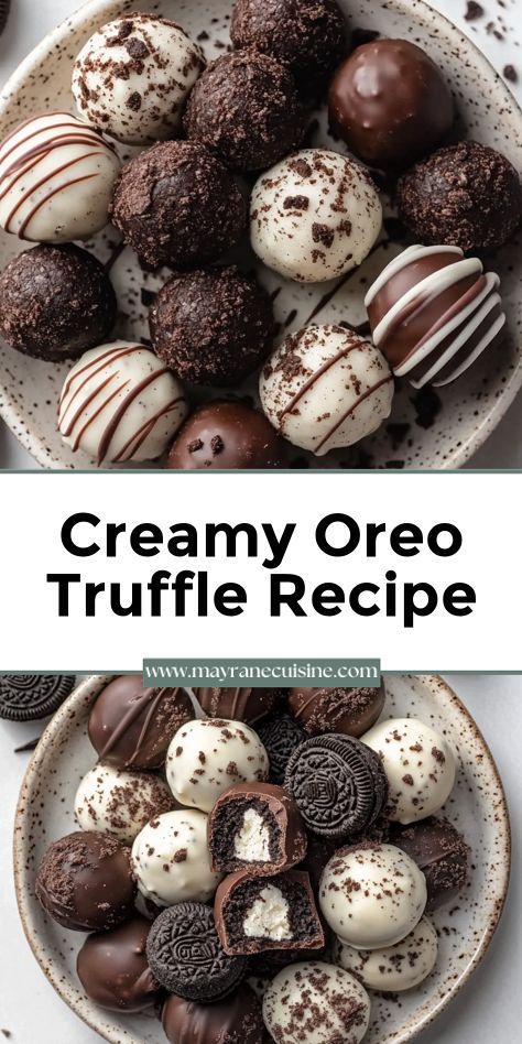 Each Oreo truffle is a bite of creamy, chocolate-covered bliss. Easy to make and impossible to resist! White Oreo Truffles, White Chocolate Balls Recipe, Holiday Oreo Truffles, Oreo Truffles Recipe Christmas, Oreo Cheesecake Truffles, Cake Pop Truffles, Chocolate Covered Balls, 3 Ingredient Truffles, No Bake Oreo Truffles