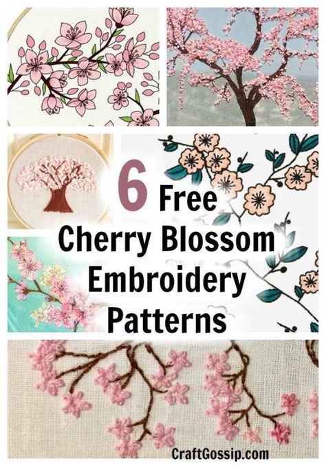 The Prettiest Cherry Blossom Embroidery Designs – Needle Work Embroidery Patterns Japanese, Embroidery Patterns Cherry Blossom, Cherry Tree Embroidery Pattern, Cherry Blossom Quilt Pattern, Japanese Cherry Blossom Embroidery, Hand Embroidery Patterns Free Printable Flowers Easy, Cherry Blossom Embroidery Design, Japan Embroidery Pattern, Cherry Blossom Hand Embroidery