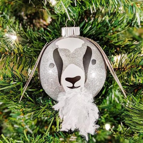 Hey, I found this really awesome Etsy listing at https://www.etsy.com/listing/744356673/silver-goat-glitter-ornament Farm Christmas Ornaments, Goat Crafts, Goat Ornament, Goat Christmas, Farm Christmas, Christmas Globes, Ornament Diy, Traditional Colonial, Christmas Ornaments Diy