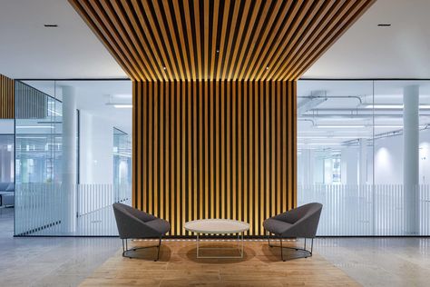 Acoustic Timber Panels for Internal and External Projects | BCL Timber Architectural Ceiling, Wood Slat Ceiling, Timber Wall Panels, Timber Slats, Timber Ceiling, Timber Walls, Office Lobby, Timber Panelling, Office Space Design