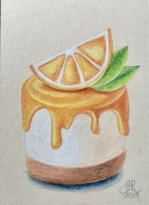 Pencil Colour Food Drawing, Food Art Colored Pencil, What To Draw With Colored Pencils, Simple Colorful Drawings, Simple Colour Pencil Drawings, Dessert Drawing Easy, Color Pencil Art Drawings, Drawing Ideas Food, Colour Pencils Drawing