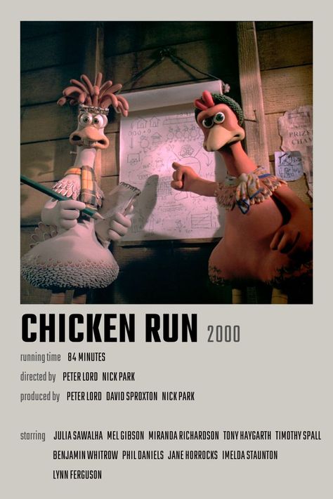 Chicken Run Poster, Run Movie Poster, Chicken Run Movie, Run Movie, Run Film, Miranda Richardson, Posters Minimalist, Movie Wall, Chicken Run