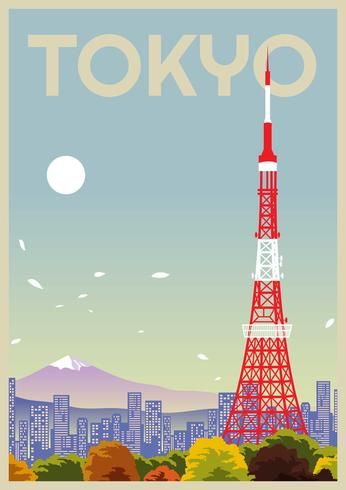 Tokyo Tower Illustration, Tokyo Graphic Design, Traveling Poster, Tokyo Illustration, Tokyo Poster, Printing Pictures, Tokyo Vintage, Tokyo Skyline, Class Poster