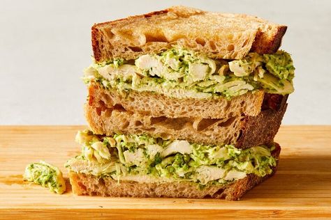 Green Goddess Chicken Salad Sandwiches Recipe - NYT Cooking Green Goddess Chicken Salad, Green Goddess Chicken, Nyt Recipes, Deli Salads, Lunch Foods, Chicken Salad Sandwich Recipe, Green Herbs, Kid Meals, Green Chicken