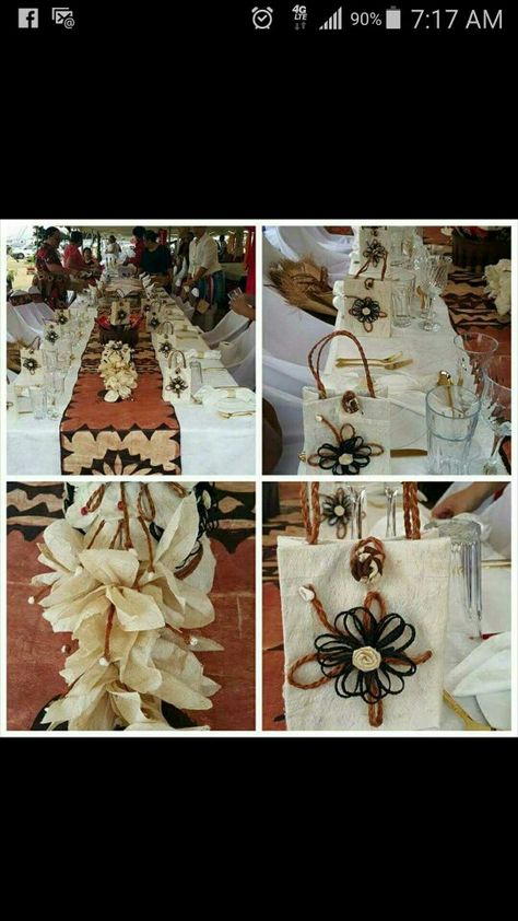 . Samoan Decorations, Samoan Party Decorations, Samoan Decor, Samoan Centerpieces, Polynesian Wedding Ideas, Tongan Wedding Decorations, Samoan Wedding Decorations, Kato Teu, Tongan Puletaha Designs