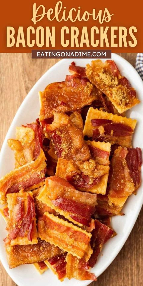 Candied Bacon Crackers, Candy Crackers, Bacon Crackers, Bacon Cracker, Pig Candy, Bacon Day, Appetizer Display, Sweet Appetizer, Bacon Appetizers