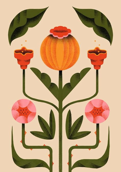 Floral posters :: Behance Floral Posters, Geometric Nature, Flora Design, Plant Vector, Desktop Wallpaper Art, Geometric Flower, Floral Poster, Funny Illustration, Calendar Design