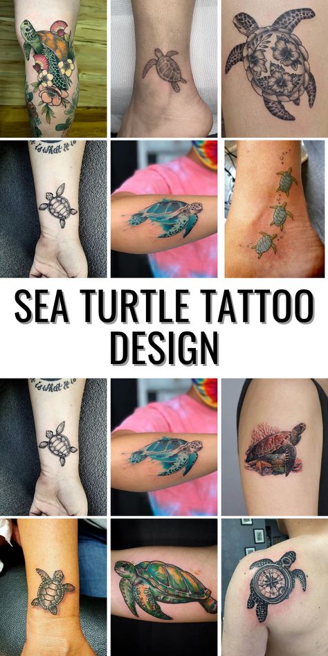 Sea Turtle Tattoo Designs: Simple, Hawaiian, Realistic, and Watercolor Styles for All Sea Turtle Ocean Tattoo, Hawaiian Turtle Tattoos For Women, Green Sea Turtle Tattoo, Small Turtle Tattoos For Women, Watercolor Turtle Tattoo, Sea Turtle Tattoo For Women, Turtle Tattoos For Women, Sea Turtle Watercolor Tattoo, Small Sea Turtle Tattoo