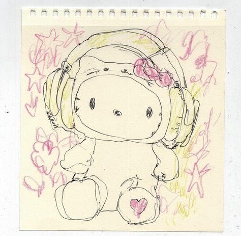 creds to og Y2k Journal, Kitsch Aesthetic, Draw Aesthetic, Pencil Sketchbook, Aesthetic Y2k, Cartoon Art Styles, Kitsch, Art Artwork, Headphones