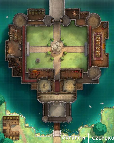 Cze and Peku on Twitter: "It's NEW MAP DAY! Here's one of our new maps for you all, Palace Outer Court!⁠… " Palace Battlemap, Courtyard Battlemap, Czepeku Maps, Dnd City, Palace Courtyard, Dnd World Map, Fantasy Town, Tabletop Rpg Maps, Rpg Map