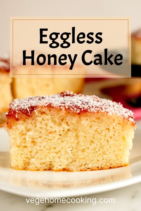 Eggless Honey Cake Recipe, Quick Eggless Desserts, Eggless Coconut Cake, Vegan Honey Cake, Honey Loaf Cake, Eggless Cakes Recipes, Eggless Tea Cake Recipe, Honey Cake Recipe Easy, Cake Recipes In Cooker