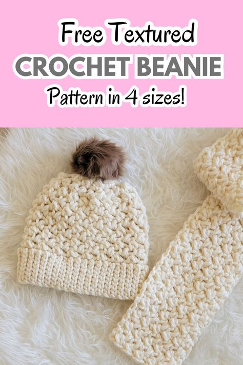 Discover the art of crafting with our chunky and textured crochet beanie pattern. Embrace the joy of creating a fashion-forward piece with a unique texture, all while keeping cozy. This hat will be your perfect cold weather accessory. Free Crochet Hat Patterns Easy, Crocheted Hats Patterns Free, Easy Crochet Beanie Pattern Free, Slouchy Hat Crochet Pattern, Beanie Hat Pattern, Crochet Winter Hats, Hat Patterns Free, Braid Patterns, Half Double Crochet Stitch