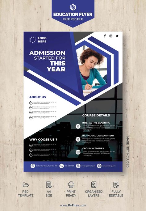 Free College Education Flyer Template PSD 02 - PsFiles College Flyer Design, Education Flyer, College Flyer, Free Psd Flyer Templates, Flyer Free, New Flyer, Free Psd Flyer, Creative Design Agency, College Education