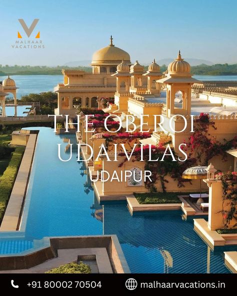 Fall in love with the charm of the “City of Lakes” while staying at The Oberoi Udaivilas, the best hotel in Udaipur. Located on the banks of Lake Pichola, our 5-star hotel spans over 121,406 square meters of lush gardens, featuring an intricate layout of interconnecting domes and corridors that mirror Udaipur’s seven interconnected lakes. GET THE BEST DEALS ON UDAIVILAS BY OBEROI AND OTHER LUXURY STAYS ✨. . 📞 Call us / Whatsapp on 8000270504 BOOK NOW WITH MALHAAR VACATIONS! . . #holidays #ho... Oberoi Udaivilas, Oberoi Hotels, Star Hotel, Udaipur, Lush Garden, Square Meter, Luxury Hotels, Hotel Deals, 5 Star Hotels