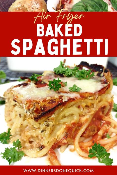 Get your pasta fix with my easy and cheesy Air Fryer Baked Spaghetti recipe! Made with fresh ingredients and cooked to perfection, this dish is sure to satisfy. Try it today! #DinnersDoneQuick #AirFryerRecipes #BakedSpaghetti #BakedSpaghettiRecipe #AirFryerBakedSpaghetti #HowtoMakeBakedSpaghetti #BakedSpaghettiCasserole #PastaDinner #ItalianFood #QuickDinners #EasyRecipes #ComfortFood #Foodie #HomeCooking Baked Spaghetti Pie, Baked Spaghetti Casserole, Baked Spaghetti Recipe, Boxed Mac And Cheese, Spaghetti Recipe, Easy Air Fryer, Baked Spaghetti, Spaghetti Recipes, Oven Cooking