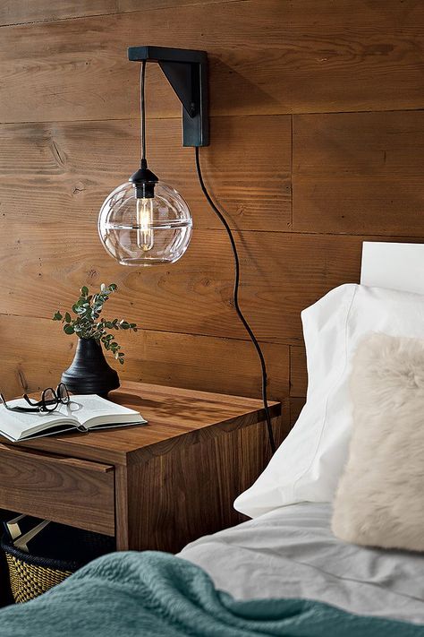 Modern Bedroom Lighting, Sconces Living Room, Plug In Pendant Light, Diy Lampe, Pendant Lighting Bedroom, Wall Sconces Bedroom, Sconces Bedroom, Modern Bedroom Furniture, Modern Wall Sconces