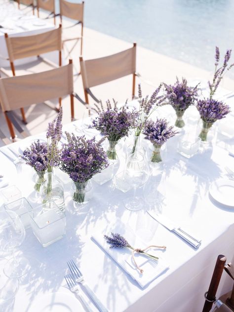 Lavender Table Setting Decor, Lavender And Lilac Wedding Centerpieces, Fresh Lavender Centerpieces, Fresh Lavender Bouquet, Lavender Wedding Aisle, Bridal Shower Themes Lavender, Lavender Event Decor, Lavender Wedding Walkway, Dried Lavender Table Decor