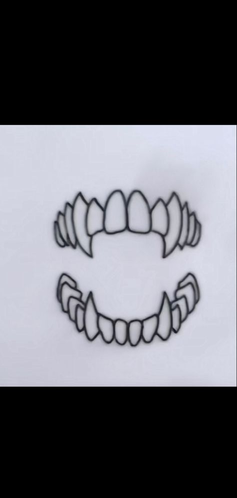 Knee Tattoo Men Stencil, Teeth Around Elbow Tattoo, Fang Knee Tattoo, Scary Tattoo Outline, Vampire Tattoo Stencil, Tattoo Of Mouth, Vampire Tooth Tattoo, Emo Tattoo Ideas For Men, Open Jaw Tattoo