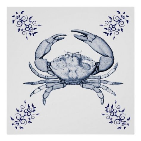 Sea Life Posters, Sea Life Prints, Art Prints, Poster Designs Green Crab, Aquatic Life, Life Poster, Square Tile, Crustaceans, Make Your Own Poster, Modern Artwork, Posters Prints, Ceramic Tile