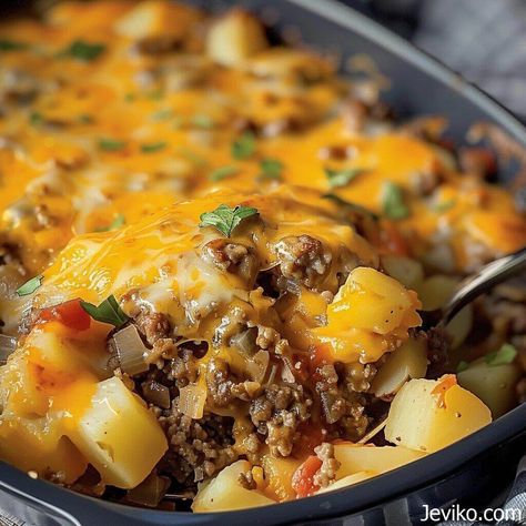 Rustic Campfire Beef And Potato Casserole, Hamburger And Potatoes Skillet, 100 Year Old Hamburger Casserole, Burger Potato Recipes, Easy Meals Potatoes, Hamburger Veggie Casserole, Amish Hamburger With Fall Veggies Bake, Easy Hamburger And Potato Casserole, Hamburger Vegetable Casserole