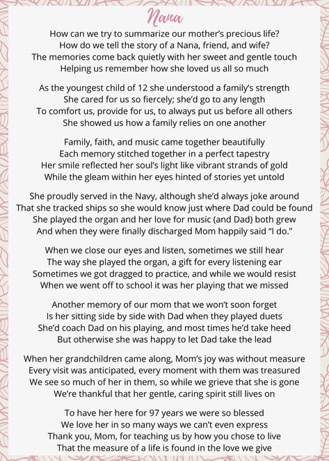 Nana Memorial Poem Nana Memorial Quotes, Memorial Speech Ideas, Nana Poems, St Jude Prayer, Sympathy Poems, Wedding Maids, Sympathy Quotes, Best Man Speech, Memorial Poems