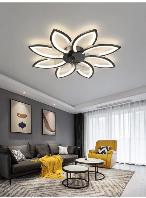 Description Experience the perfect blend of functionality and style with our LED Ceiling Light Fan. This modern fixture features a remote control for effortless control over lighting and fan settings, making it ideal for living rooms and bedrooms in large houses. The combination of bright LED lighting and a cooling fan provides both comfort and energy efficiency. Elevate your home's decor with this versatile lighting solution that enhances the ambiance while providing a refreshing breeze, ensuri Modern Living Room Lighting, Statement Light Fixture, Light Fan, Large Houses, Elegant Lighting Fixtures, Ceiling Design Modern, Living Room Ceiling, Design Room, Viria