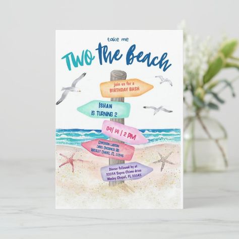 Create your own Invitation | Zazzle Beach Typography, Beach Birthday Invitations, Kids Beach Party, Beach Theme Birthday, Surf Birthday Party, Foam Board Sign, Beach Party Invitations, Ocean Birthday Party, Beach Bash